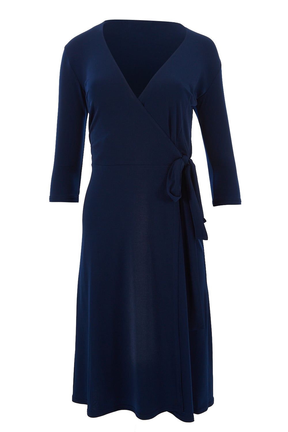 Product shot of the Essential Little Navy Dress in colour Navy (Blue), from the front