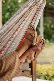 Product shot of the Cushion Vista Slide - Espressoduo in colour Espressoduo, from the back