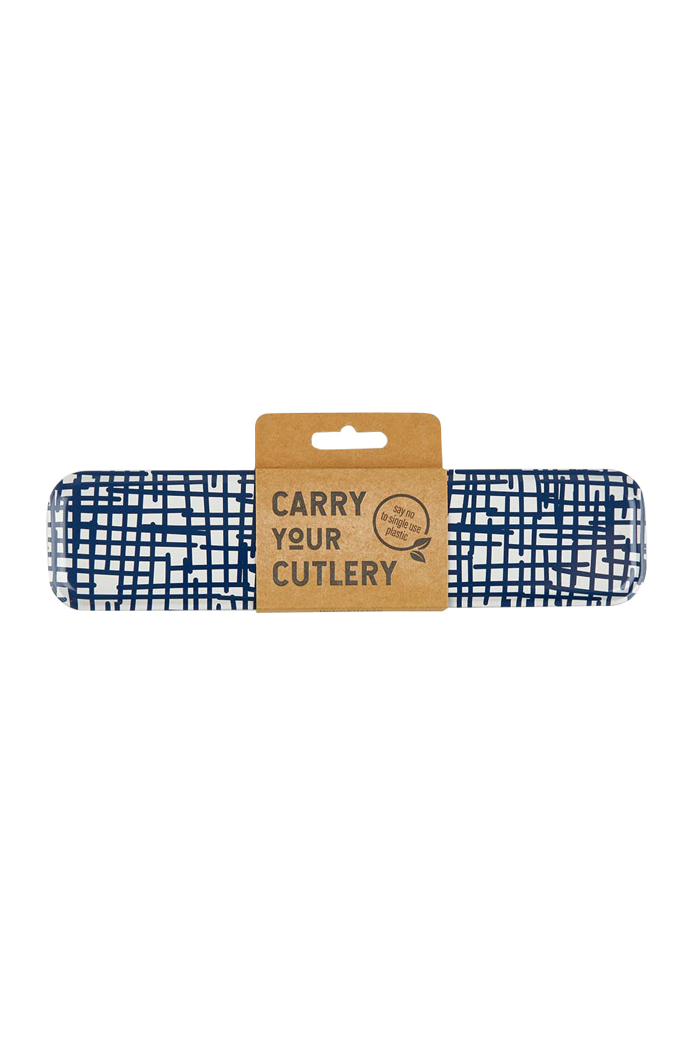 Product shot of the Carry Your  Stainless Steel Cutlery Set in colour Weave (Black), from the front