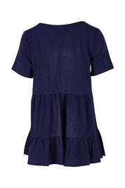 Product shot of the Harper Layered Top in colour Navy (Blue), from the back