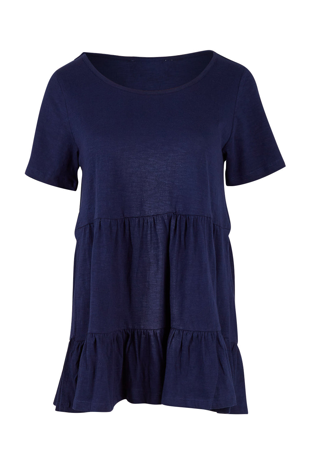 Product shot of the Harper Layered Top in colour Navy (Blue), from the front