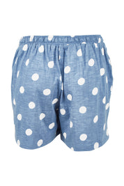 Product shot of the Ava Cuff Short in colour Spotdenim (Blue), from the back