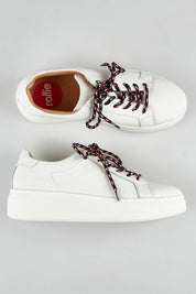 A model wearing size 37 of the City Sneakers in colour White (White), from the front, showing the whole outfit
