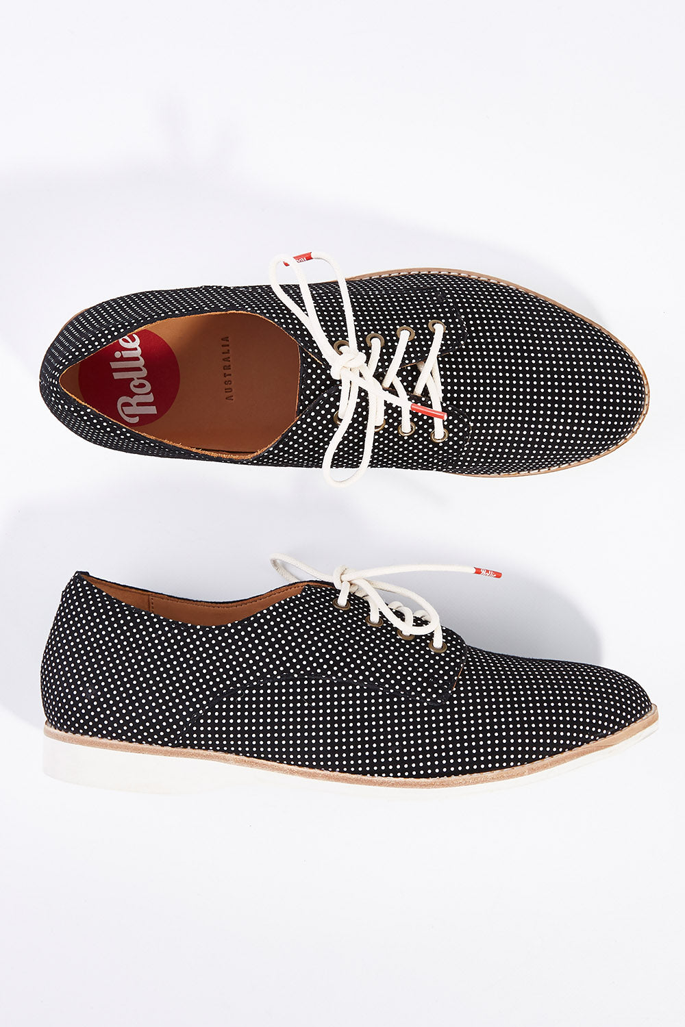 A model wearing size 38 of the Derby Dream Flat in colour Blackspot (Black), from the front, showing the whole outfit