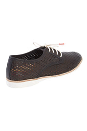 Product shot of the Derby Punch Flat in colour Black (Black), from the back