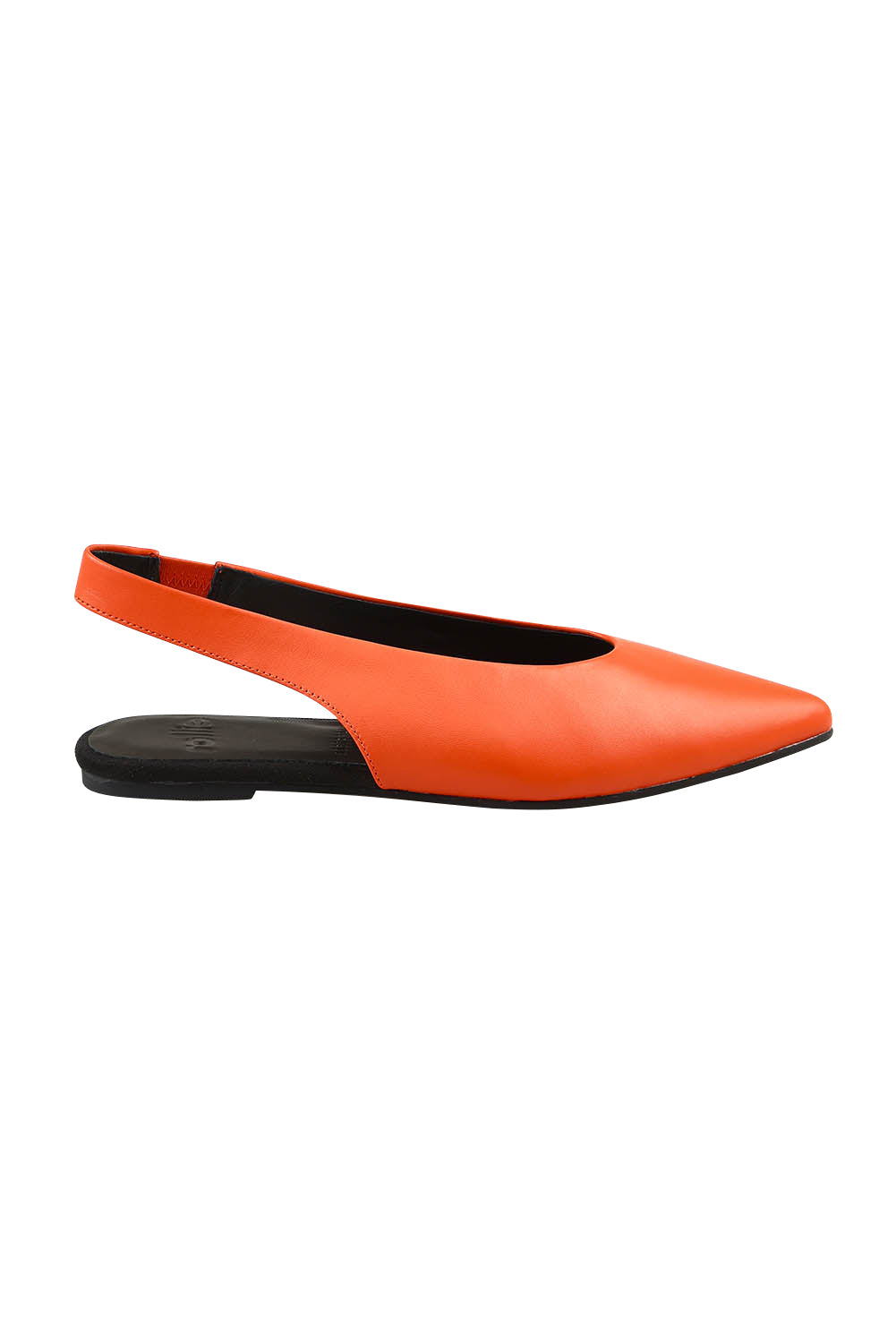 Product shot of the Pointed Slingback in colour Tangerine, from the front