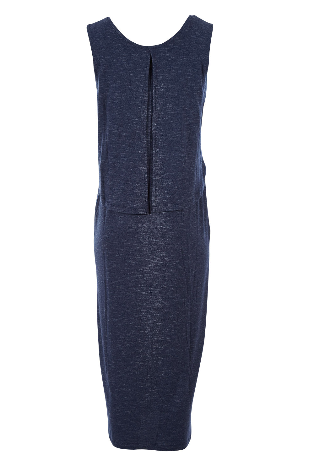 Product shot of the Swing Back Nursing Maternity Maxi Dress in colour Denim (Blue), from the back
