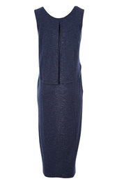 Product shot of the Swing Back Nursing Maternity Maxi Dress in colour Denim (Blue), from the back