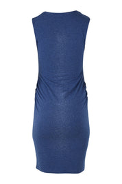 Product shot of the Organic Nursing Tank Dress in colour Denim (Blue), from the back