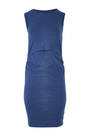 Product shot of the Organic Nursing Tank Dress in colour Denim (Blue), from the front
