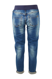 Product shot of the Baxter Boyfriend Jean in colour Indigofade (Blue), from the back
