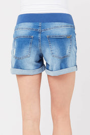 A model wearing the Baxter Boyfriend Short in colour Newblue (Blue), from the back