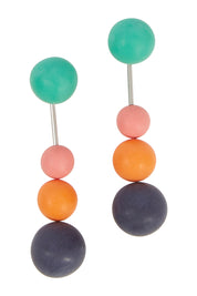 Product shot of the Aurora Bold Triple Drop Earrings in colour Multi (Blue), from the front