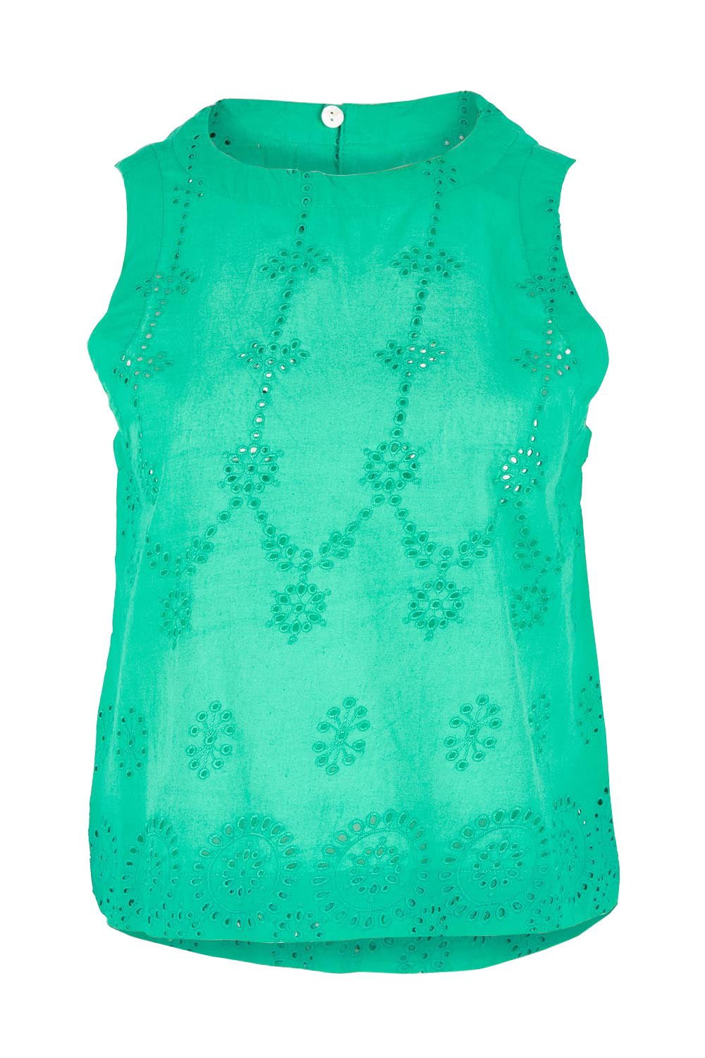 Product shot of the Agay Cotton Top in colour Emerald (Green), from the front