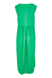 Product shot of the Andaman Cotton Midi Dress in colour Emerald (Green), from the back