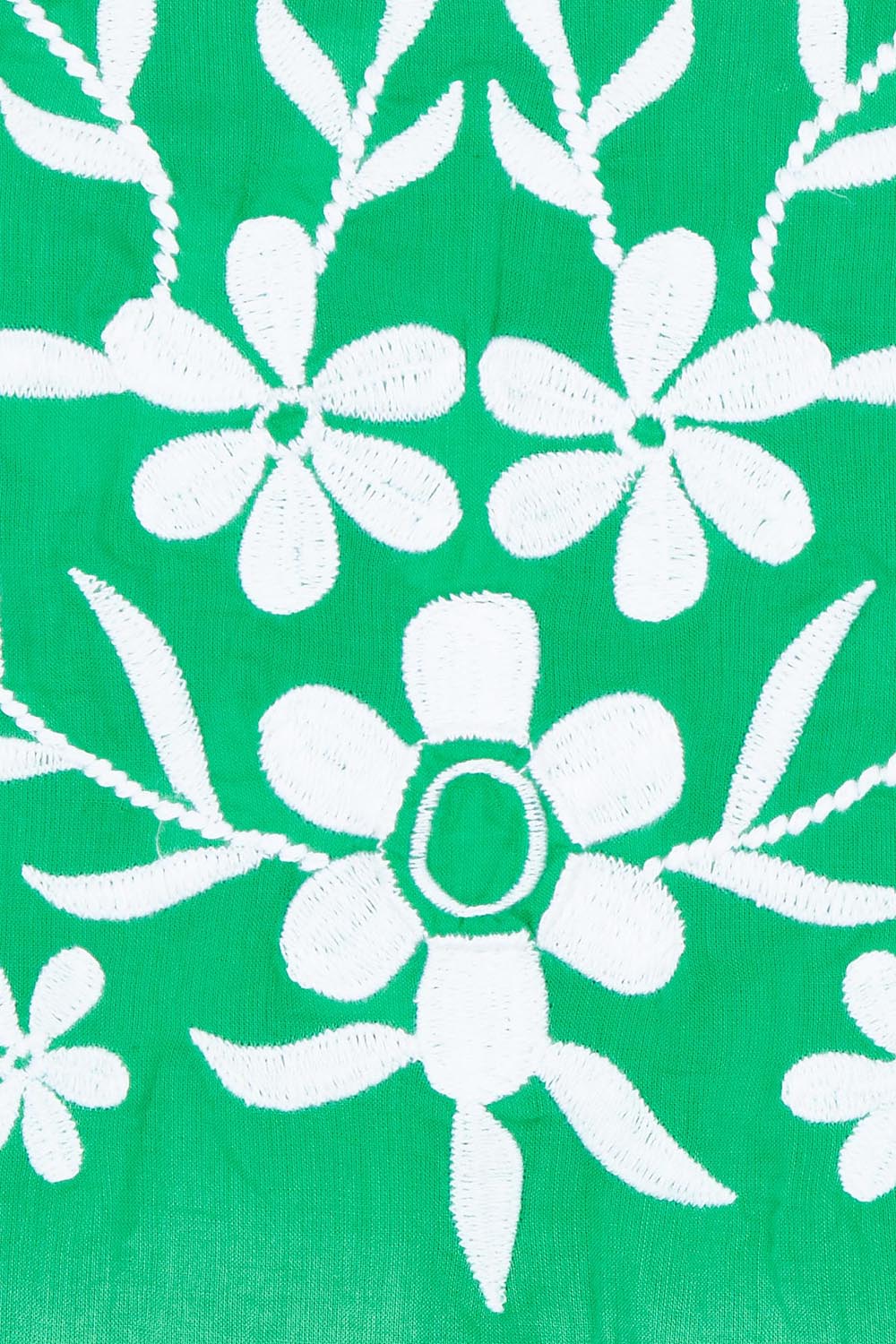 Product shot of the Andaman Cotton Midi Dress in colour Emerald (Green), detail