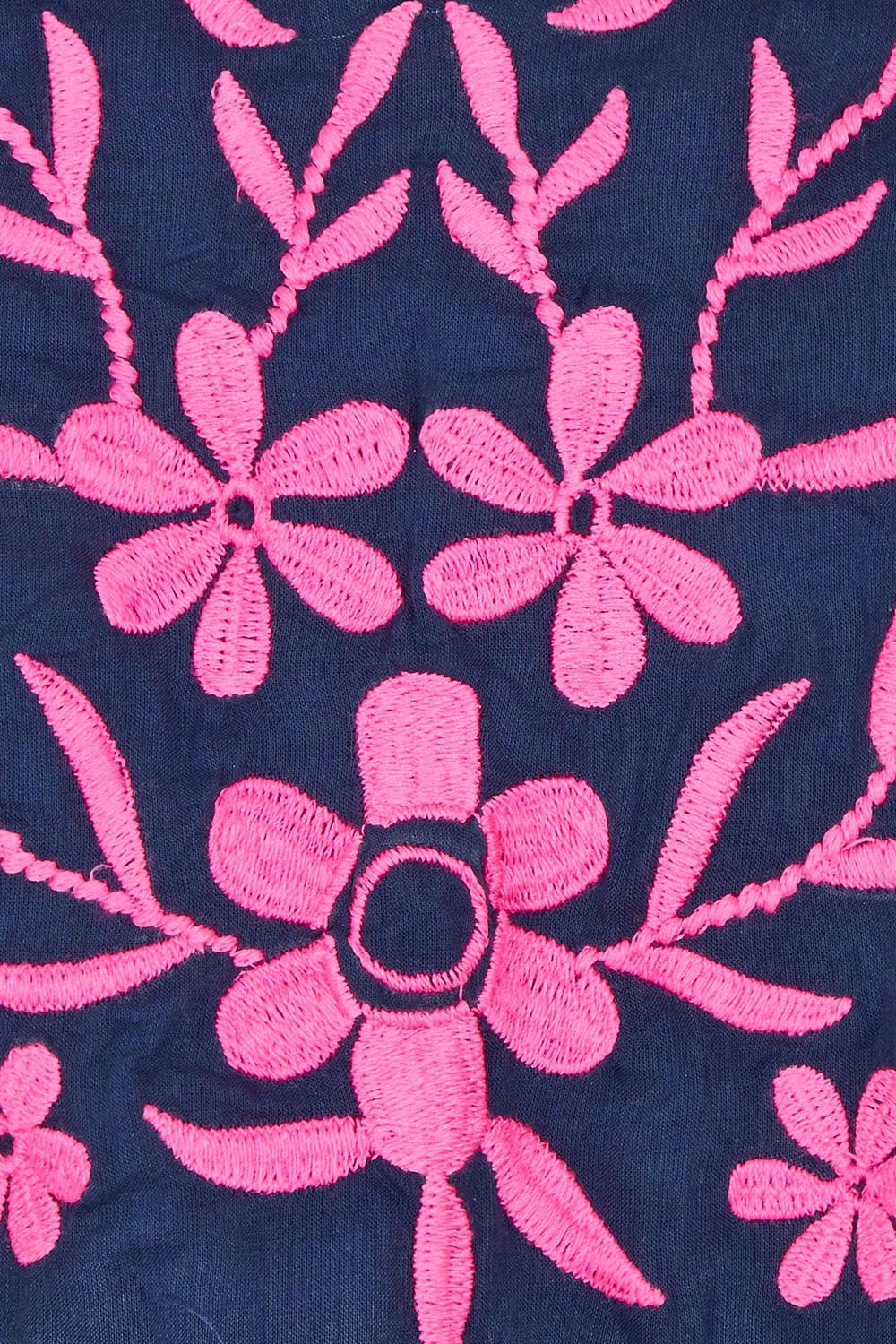 Product shot of the Andaman Cotton Midi Dress in colour Navy (Blue), detail