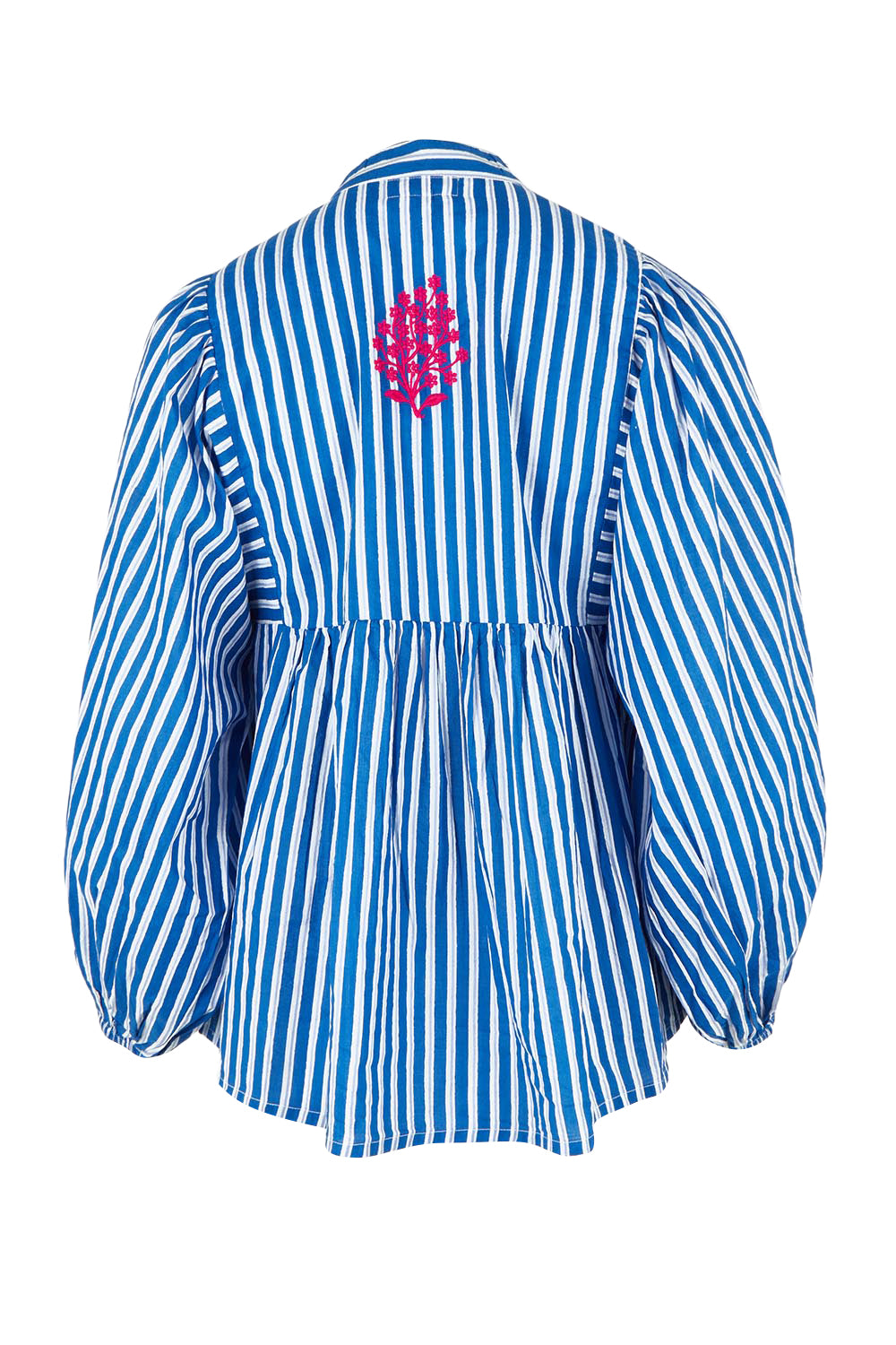 Product shot of the Antibes Cotton Shirt in colour Blue (Blue), from the back