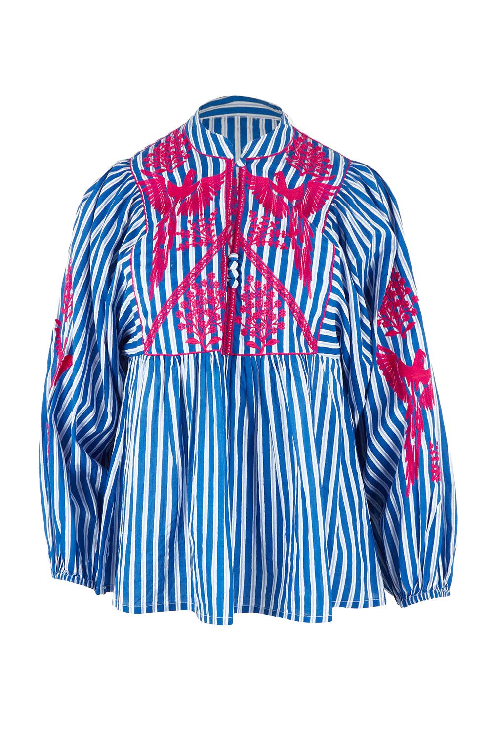 Product shot of the Antibes Cotton Shirt in colour Blue (Blue), from the front