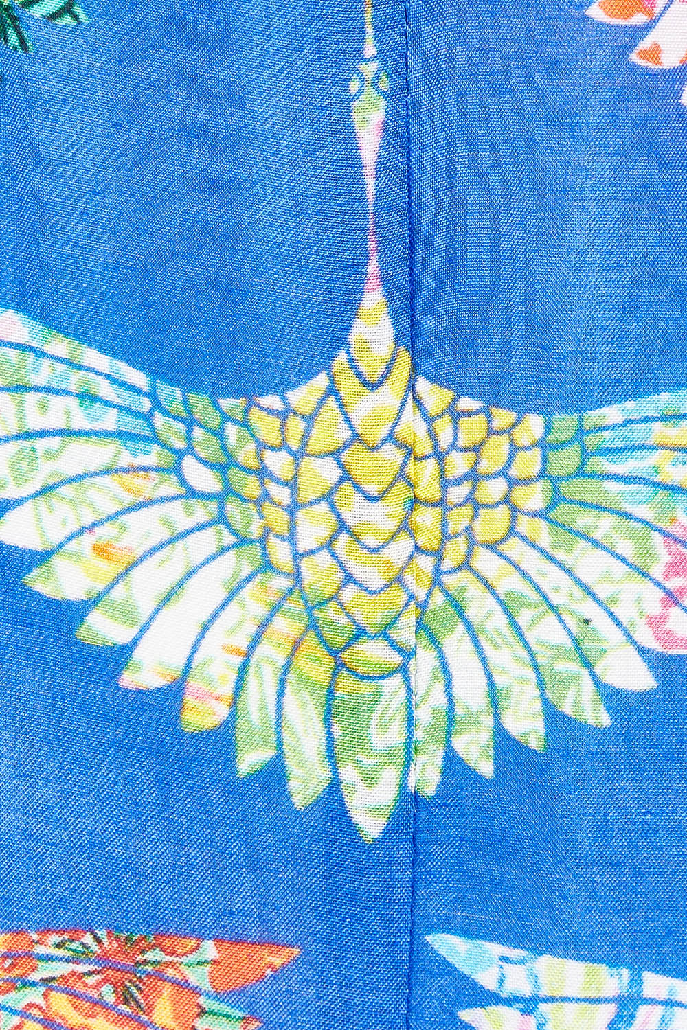 Product shot of the Birds Of Surfers Wrap Dress in colour Blue (Blue), detail