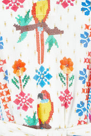 Product shot of the Biscay Cotton Blend Dress in colour White (White), detail
