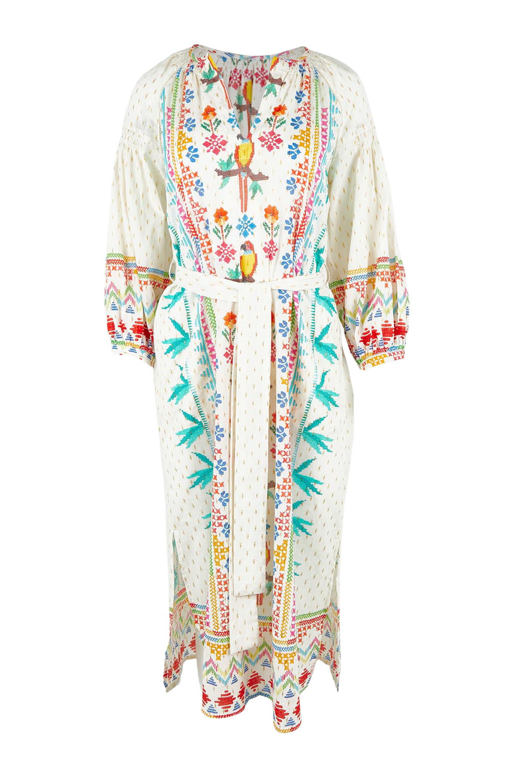 Product shot of the Biscay Cotton Blend Dress in colour White (White), from the front