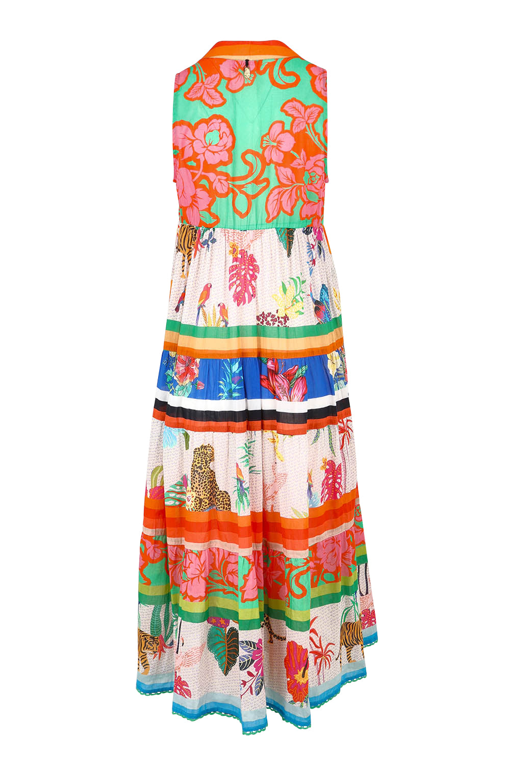 Product shot of the Blooming Patch Cotton Maxi Dress in colour Multi, from the back