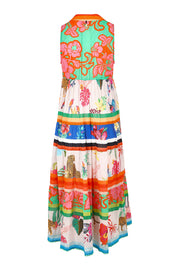 Product shot of the Blooming Patch Cotton Maxi Dress in colour Multi, from the back