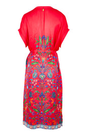 Product shot of the Bodrum Dress - Red in colour Red, from the back