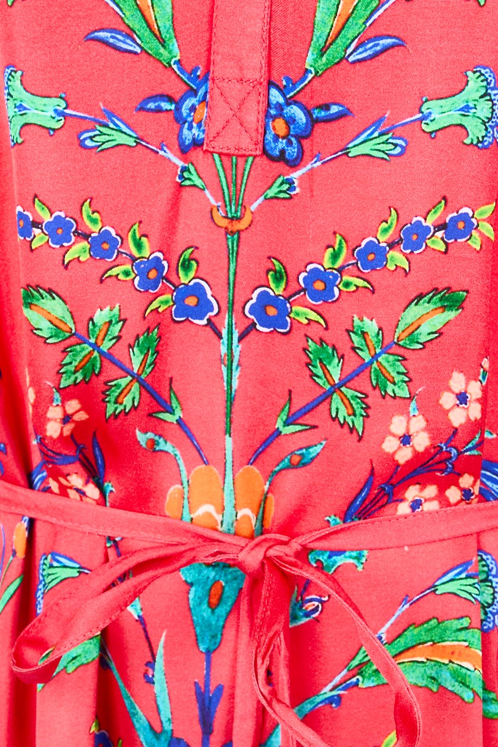 Product shot of the Bodrum Dress - Red in colour Red, showing detail