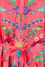 Product shot of the Bodrum Dress - Red in colour Red, showing detail