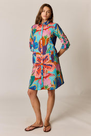 Model Genericm wearing size sample of the Breeze Shirtmaker Dress – Blue in colour Blue, from the front