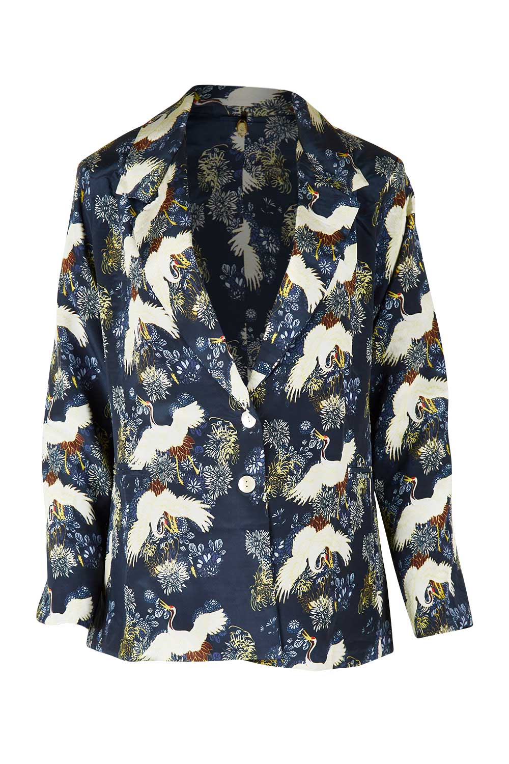 Product shot of the Carlotta Jacket in colour Navy (Blue), from the front