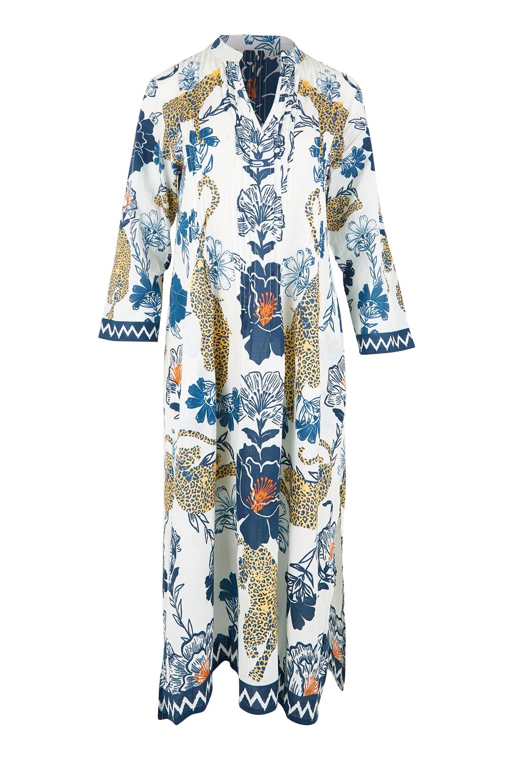 Product shot of the Celia Kaftan - Navy in colour Navy, from the front