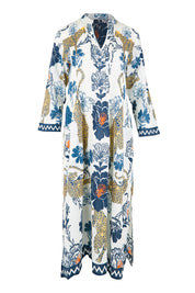 Product shot of the Celia Kaftan - Navy in colour Navy, from the front