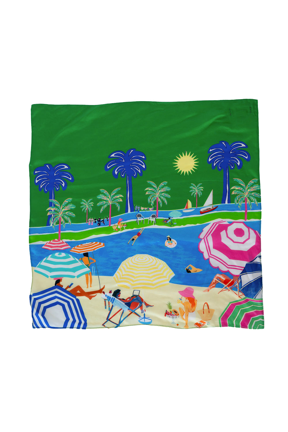 Product shot of the Cote D'azur Scarf in colour Cote (Green), from the front