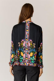 Model Genericm wearing size sample of the Delicia Shirt – Black in colour Black, from the back