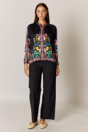 Model Genericm wearing size sample of the Delicia Shirt – Black in colour Black, from the front