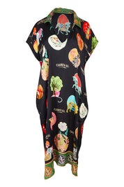 Product shot of the Down Under Kaftan in colour Black (Black), from the front