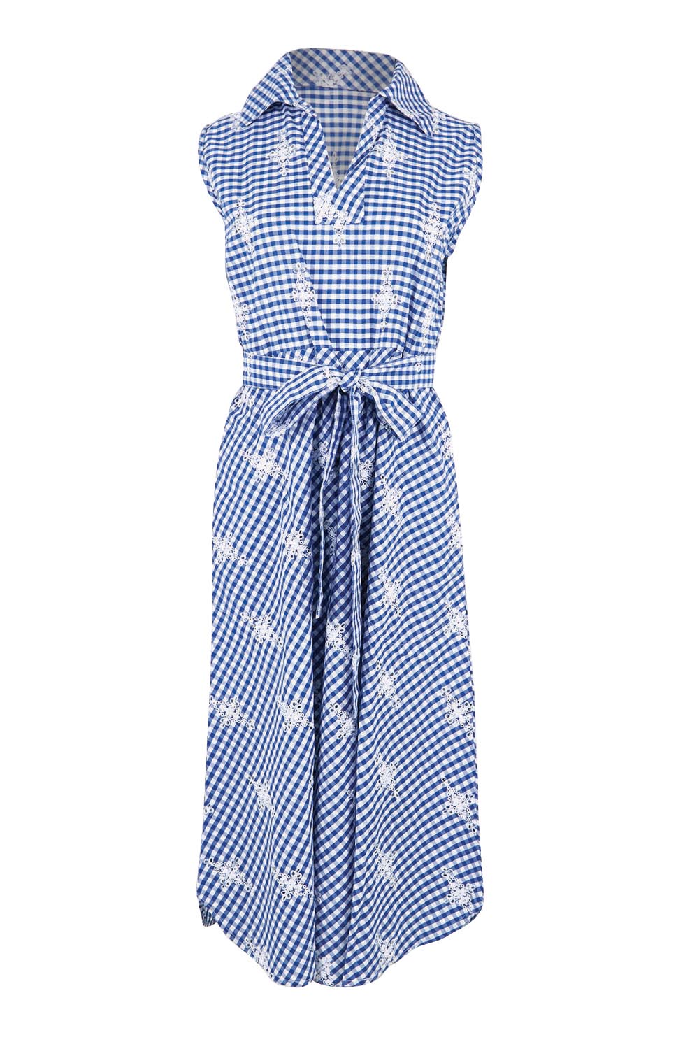 Product shot of the Ellie Ray Dress – Blue in colour Blue, from the front