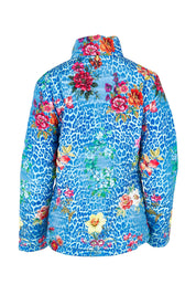Product shot of the Florentyna Puffer Jacket in colour Blue (Blue), from the back