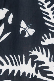 Product shot of the Georgia Dress in colour Navy (Blue), detail