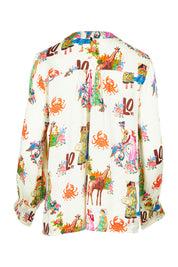 Product shot of the Gigi Shirt in colour Print, from the back