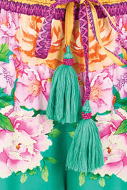 Product shot of the Liberte Pant – Green in colour Green, showing detail