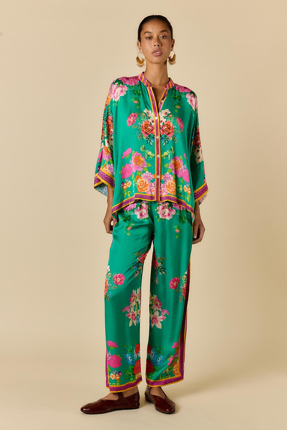Model Genericm wearing size sample of the Liberte Shirt – Green in colour Green, from the front