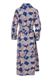 Product shot of the Maple Cotton Maxi Dress in colour Print, from the back