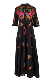 Product shot of the Miguel Cotton Dress in colour Black (Black), from the front