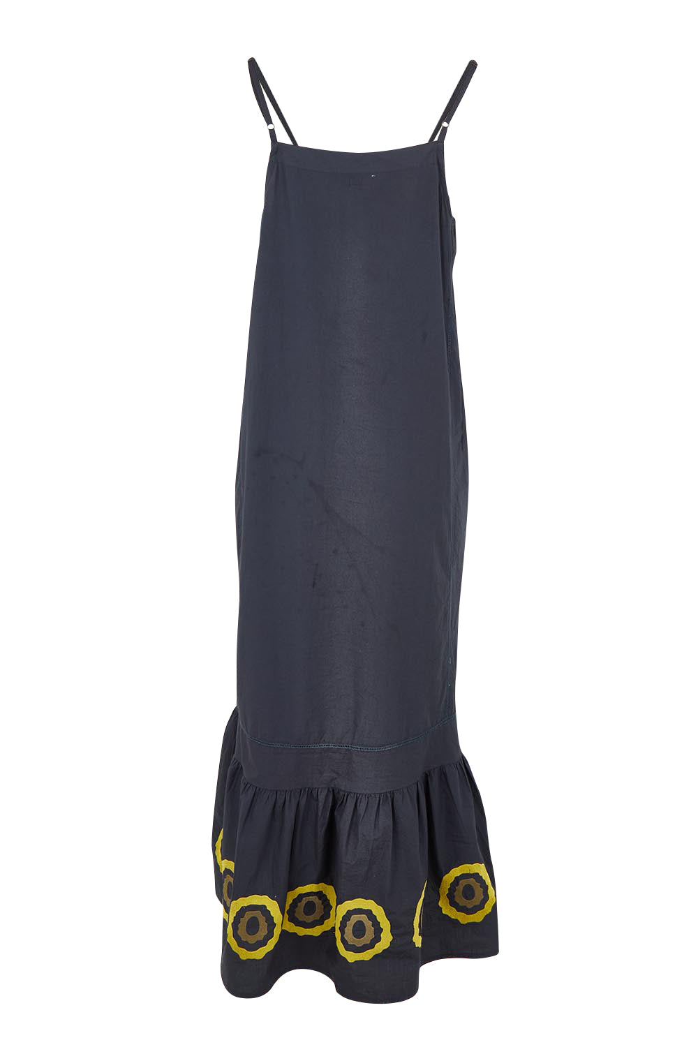 Product shot of the Monoki Cotton Dress in colour Black (Black), from the back