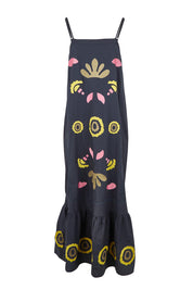 Product shot of the Monoki Cotton Dress in colour Black (Black), from the front
