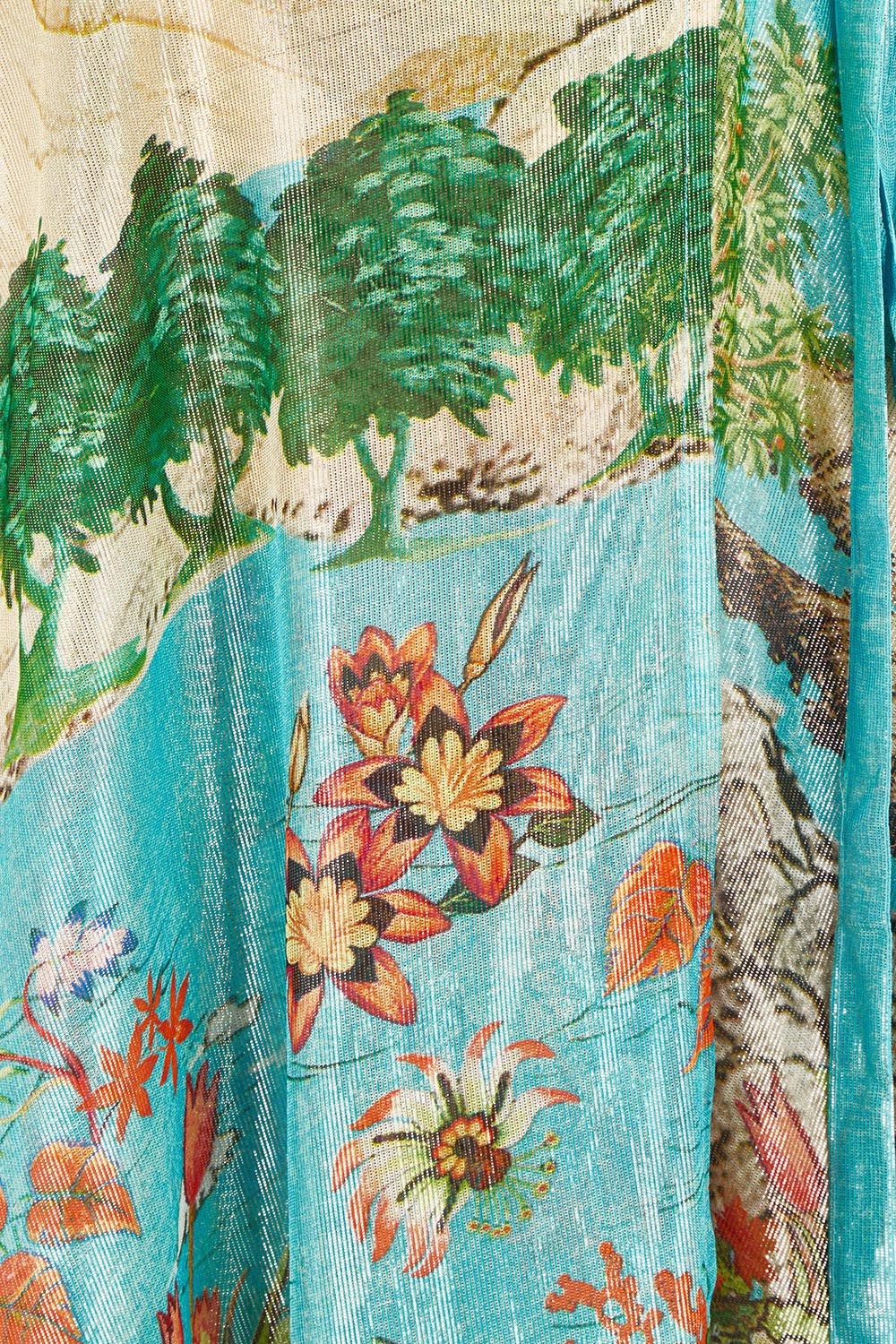 Product shot of the Montpellier Wrap Dress in colour Print (Blue), detail